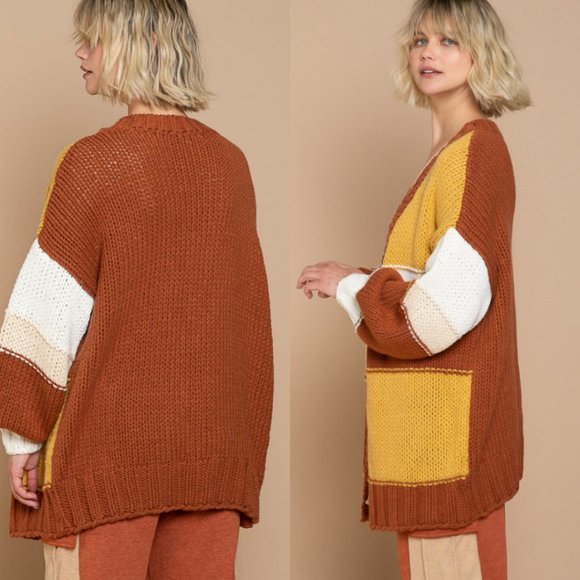 FSC44 POL Colorblock Cardigan Sweater - Picture 3 of 4